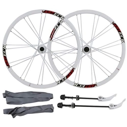 Samnuerly Mountain Bike Wheel Samnuerly 26 Inch Mountain Bike Wheels MTB Bicycle Wheelset Double Layer Alloy Rim Sealed Bearing 7-10 Speed Cassette Hub Disc Brake White