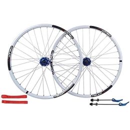 Samnuerly Spares Samnuerly bicycle wheelset 26 inch, double-walled aluminum alloy bicycle wheels disc brake mountain bike wheel set quick release American valve 7 / 8 / 9 / 10 speed (White)