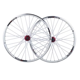 Samnuerly Spares Samnuerly Bike Wheelset, 26 inch Mountain Bike Wheel(front + rear) double-walled aluminum Brake Wheel Set Quick Release Palin Bearing 7, 8, 9, 10 Speed (White)