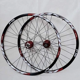 Samnuerly Mountain Bike Wheel Samnuerly MTB Bicycle Wheelset 26 27.5 29 In Mountain Bike Wheel Set Double Layer Alloy Rim Quick Release 7-11 Speed Cassette Hub Disc Brake (Red Hub Red Logo 26IN)