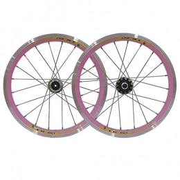 SN Mountain Bike Wheel SN 16 Inch Mountain Bike Wheelset MTB Bicycle Wheels Double Wall Alloy Rim Cassette Hub V Brake Quick Release Front Rear 11 Speed (Color : Pink)