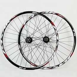 SN Spares SN 26 27.5 29 Inch Bike Wheelset, Mountain Bicycle Wheels Double Layer Alloy Rim Quick Release / Thru Axle Dual Purpose Disc Brake 7-11 Speed (Color : Black Hub red logo, Size : 27.5inch)
