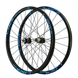 SN Spares SN 26 27.5 29 Inch Mountain Bike Wheelset Double Wall MTB Rim 6-Nail Disc Brake 6-claw Tower Base Quick Release For 8 9 10 11 12 Speed Wheel (Color : Black Hub blue label, Size : 29in)
