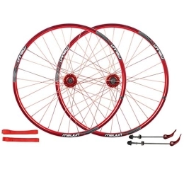 SN Spares SN 26" Front Rear Bicycle Wheels Disc Brake Bike Wheelset MTB Ultra Light Double Layer Alloy Rim Sealed Bearing 32 Hole 7 / 8 / 9 / 10 Cassette (Color : Red)