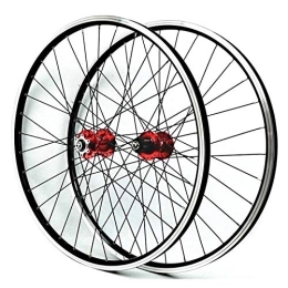 SN Spares SN 26 Inch Bike Wheelset, Bicycle Wheels Double Wall MTB Rim Mountain Cycling Quick Release Disc / V Brake 32 Hole Disc 7 8 9 10 11Speed (Color : Red hub)