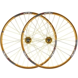 SN Spares SN 26 Inch Front Rear Wheel Bike Wheelset Ultralight 951g / 1126g Disc Brake Bicycle Double Wall MTB Rim For 7 8 9 10 Speed Cassette Flywheel (Color : Gold)