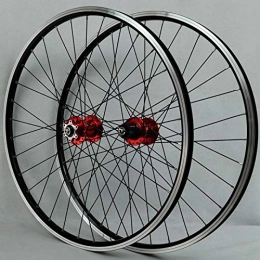 S.N Mountain Bike Wheel SN 26 Inch Mountain Bike Wheelset Double Wall Aluminum Alloy Disc / V-Brake Cycling Bicycle Wheels Front 2 Rear 4 Palin 32 Hole 7-11 Speed Freewheel (Color : Red hub)