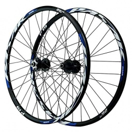SN Spares SN Bicycle Wheel 26 / 27.5 / 29 Inch Mountain Bike Wheelset Double Wall MTB Rim Alloy Front 2 Rear 5 Bearing 7-12 Speed Quick Release Hub (Color : Black Hub blue label, Size : 27.5inch)