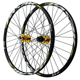 SN Spares SN Bicycle Wheel 26 / 27.5 / 29 Inch Mountain Bike Wheelset Double Wall MTB Rim Alloy Front 2 Rear 5 Bearing 7-12 Speed Quick Release Hub (Color : Gold Hub gold label, Size : 27.5inch)