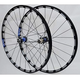 SN Mountain Bike Wheel SN Bicycle Wheelset 26 27.5 In Mountain Bike Wheel Double Layer Alloy Rim 4 Bearing 7-11 Speed Cassette Hub Disc Brake Quick Release (Color : Black Carbon Blue Hub, Size : 27.5inch)