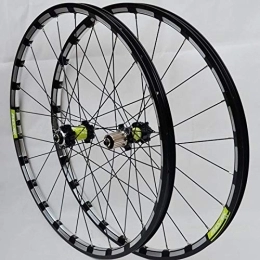 SN Spares SN Bicycle Wheelset 26 27.5 In Mountain Bike Wheel Double Layer Alloy Rim 4 Bearing 7-11 Speed Cassette Hub Disc Brake Quick Release (Color : Black Carbon Green Hub, Size : 27.5inch)