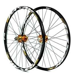 SN Spares SN Cycling Wheels 26 / 27.5 / 29 Inch Bike Wheelset 6 Nails Cassette Disc Brake Hub MTB Double Wall Rim Quick Release 7 / 8 / 9 / 10 / 11speed (Color : Gold Hub gold label, Size : 27.5inch)