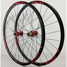 SN Spares SN Cycling Wheelset 26 27.5 29in 700C Bike Wheels Mountain Road Bicycle Front Rear Rim Ultralight Alloy Hub Thru Axle 8-12 Speed Disc Brake (Color : Red hub, Size : 26in)