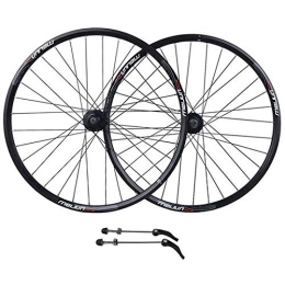 SN Spares SN MTB Bicycle Wheelset 26" For Mountain Bike Double Wall Alloy Rim Disc Brake 7-10 Speed Card Hub Sealed Bearing Quick Release 32hole (Color : Black)