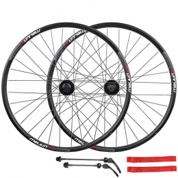 SN Spares SN MTB Bicycle Wheelset 26 Inch Mountain Bike Wheel Double Layer Alloy Rim Sealed Bearing 7-11 Speed Cassette Hub QR Disc Brake (Color : Black)