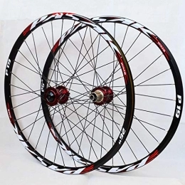 SN Spares SN MTB Bike Wheelset 26 27.5 29 Mountain Bicycle Wheel Double Layer Alloy Rim Quick Release / Thru Axle Dual Purpose 7-11 Speed Hub Disc Brake (Color : Red Hub red logo, Size : 26inch)