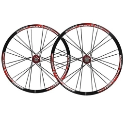 SN Spares SN MTB Wheelset 26 Inch Front Rear Bicycle Wheel 6 Nail Disc Brake Quick Release 24 Hole Straight Pull Bearing Hub For 8 9 10 Speed (Color : Red Hub, Size : Black rim)