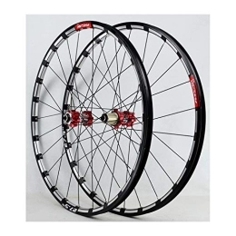 SN Mountain Bike Wheel SN Ultralight MTB Front & Rear Wheel 7 / 8 / 9 / 10 / 11 / 12 Speed Freewheel Cassette Wheelset Aluminum Double Wall Disc Brake QR 24 H Wheel (Color : Red, Size : 26in)