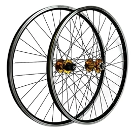 TANGIST Mountain Bike Wheel TANGIST 26" 27.5" 29" MTB Bike Wheelset Aluminum Alloy V / Disc Brake Mountain Cycling Wheels Quick Release for 7 / 8 / 9 / 10 / 11 Speed (Color : Yellow, Size : 27.5IN)