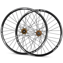 TANGIST Spares TANGIST 26" Mountain Bike Wheelsets Aluminum Alloy Disc Brake Mountain Cycling Wheels Quick Release 32H fit 8 9 10 11 Speed Cassette (Color : Gold)