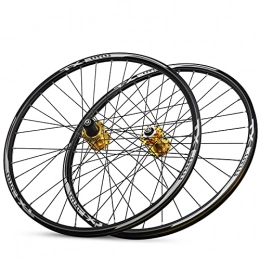 TANGIST Mountain Bike Wheel TANGIST 26" Mountain Bike Wheelsets Quick Release Disc Brakes High Strength Aluminum Alloy Rim Bike Wheel 32H for 8 / 9 / 10 / 11 Speed (Color : Gold)