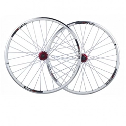 TANGIST Spares TANGIST Mountain Bicycle Wheelset 26 Inch, V / DiscBrake Double Wall MTB Rim Hybrid Mountain Wheels for 7 / 8 / 9 / 10 Speed Wheels (Color : White spokes, Size : Blue hub)