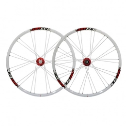 TANGIST Spares TANGIST Mountain Bike Wheelset 26 Inch, Aluminum Alloy Rim 24H Disc Brake MTB Wheelset, Quick Release Front Rear Wheels Bike Wheels, fit 7-10 Speed Cassette Bicycle Wheelset (Color : White-red)