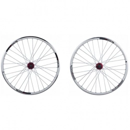 TANGIST Spares TANGIST MTB Bike Wheelset 26 Inch Bicycle Front and Rear Wheel Double Wall Alloy Rims Cassette Fiywheel Hub Disc V Brake 7 8 9 10 Speed 32H (Color : White)