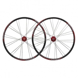 TANGIST Mountain Bike Wheel TANGIST MTB Wheelset 26“ Aluminum Alloy Disc Brake Mountain Cycling Wheels Front 24H Rear 28H Quick Release Six Holes For 7 / 8 / 9 / 10 Speed Mountain Bike Wheelset (Color : Red)