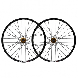 TANGIST Spares TANGIST MTB Wheelset 26“Aluminum Alloy Rim Disc Brake Bike Wheels Quick Release Front Rear Wheels Black Bike Wheels 7-10speed 32H MTB Wheelset (Color : Gold)