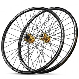 TANGIST Spares TANGIST MTB Wheelset 26" High Strength Aluminum Alloy Rim Bike Wheel Quick Release Disc Brake 32H Mountain Bike Wheels for 8 / 9 / 10 / 11 Speed (Color : Yellow)