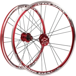 TYXTYX Mountain Bike Wheel TYXTYX 20Inch Bike Wheelset, Bicycle Wheel Double-Walled Front Wheel Rear Wheel MTB Bicycle Wheels V-Brakes Aluminum Alloy Palin Bearing Rim Quick Release 7 / 8 / 9 / 10 Speed, Red, 100mm 135mm