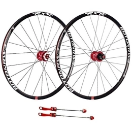TYXTYX Spares TYXTYX 26 / 27.5" Ultra-Light Bike Wheels MTB Bicycle Wheelset, Front Wheel Rear Wheel Aluminum Alloy Double Wall Rims V-Brake Disc Brake Quick Release Palin Bearing 9 / 10 / 11 Speed, Red, 27.5inch