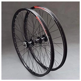 TYXTYX Mountain Bike Wheel TYXTYX 26 Inch Bicycle Wheelset MTB Front Wheel Bike Bicycle Rim Bicycle Wheels Double-Walled Cassette Hub Sealed Bearing Disc Brake QR 7-11 Speed 32H, Black