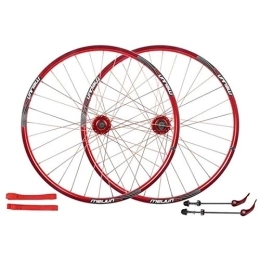 TYXTYX Mountain Bike Wheel TYXTYX 26 Inch Bike Wheels MTB Bicycle Wheelset, Double Walled Aluminum Alloy Disc Brake Mountain Bike Wheelset Quick Release American Valve 7 / 8 / 9 / 10 Speed, Red