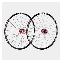 TYXTYX Mountain Bike Wheel TYXTYX MTB Bike Wheel 26 Inch Bicycle Wheelset Double Layer Alloy Rim Disc Brake 7-11 Speed 5 Palin Bearing Hub Quick Release 24H (Color : Red)