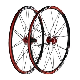 TYXTYX Spares TYXTYX Quick Release Axles Bicycle Accessory 26 27.5 Inch Bike Wheelset, Double Wall MTB Rim Disc Brake QR 24H Compatible 7 8 9 10 11 Speed Road Bicycle Cyclocross Bike Wheels (Color : RED, Size