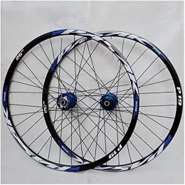 UPPVTE Spares UPPVTE 26 / 27.5 / 29 Inch Mountain Bike Wheelset, 32H Double Walled MTB Rim Aluminum Alloy Disc Brake 7-11 Speed Cassette Bike Wheel (Front Rear) Wheel (Color : Blue, Size : 27.5inch)
