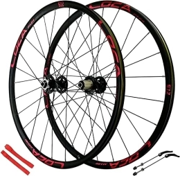 UPPVTE Spares UPPVTE 26 / 27.5 / 29Inch MTB Wheelset, Double Walled Rim Aluminum Alloy Bike Mountain Disc Brake 24H Rim First 2 After 4 Palin for 7-11 Speed Wheel (Color : Red, Size : 26inch)