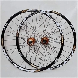 UPPVTE Spares UPPVTE 26 / 27.5 Inch MTB Bike Wheelset, Double Wall Aluminum Alloy Disc Brake Racing Cycling Wheels for 7 / 8 / 9 / 10 / 11speed Tires 1.25-2.25” Wheel (Color : Gold, Size : 26INCH)