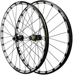 UPPVTE Spares UPPVTE 26 / 27.5in Bicycle Wheelset Hybrid Double Walled Aluminum Alloy MTB Rim Disc Brake Thru Axle 24 Holes 7 / 8 / 9 / 10 / 11 / 12 Speed Cassette Wheel (Color : Black, Size : 26inch)
