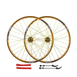 UPPVTE Spares UPPVTE 26" Bicycle Wheel 32H Double Alloy Rim Q / R MTB 7 8 9 10 Speed Bike Wheelset Front Rear Wheels Wheel (Color : Gold, Size : 26inch)