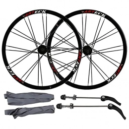 UPPVTE Spares UPPVTE 26 inch aluminum alloy bicycle rims, 24H mountain bike wheelset Double-disc brake quick release wheel 7 / 8 / 9 / 10 Speed Wheel (Color : Black)