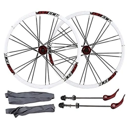 UPPVTE Spares UPPVTE 26 Inch Mountain Bike Wheels, 24H Double Wall Rim MTB Bike Wheelset Quick Release Disc Brake 7 8 9 10 Speed Wheel (Color : White, Size : 26inch)