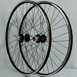 UPPVTE Spares UPPVTE 26 Inch MTB Bicycle Wheel Set, Double Wall Alloy Bike Wheel Rim Cassette Hub Sealed Bearing Disc / Rim Brake QR 7-11 Speed Wheel (Color : Black hub)