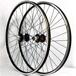 UPPVTE Spares UPPVTE 26 Inch MTB Bike Wheelset Double Wall Alloy Rim Sealed Bearing Disc / V Brake QR 7 / 8 / 9 / 10 / 11 Speed Cassette Bicycle Wheel Wheel (Color : Black Hub)