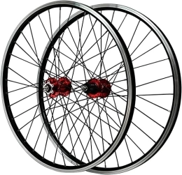 UPPVTE Spares UPPVTE 26 Inch V Brake Bike Wheelset, 32 Holes Aluminum Double Wall Hybrid / Disc Brake for 7 / 8 / 9 / 10 / 11 Speed MTB Cycling Wheel Wheel (Color : Red, Size : 26inch)