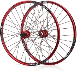 UPPVTE Spares UPPVTE 32 Holes Bike Wheelset, 26 Inch Double Wall Aluminum Alloy Disc Brake QR MTB Wheels 7 / 8 / 9 / 10 Speed Cassette Flywheel Wheel (Color : Red, Size : 26inch)