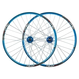 UPPVTE Spares UPPVTE Mountain Bike 26" Wheel, Double Wall Alloy Rim 32H MTB Bicycle WheelSet Disc Brake Compatible 7 8 9 10 Speed Wheel (Color : Blue)