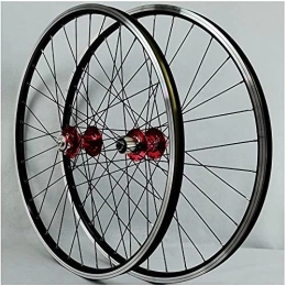 UPPVTE Spares UPPVTE MTB Cycling Wheelset, 26" 27.5" 29" Disc Brake / V Brake Bike Rim First 2 and Rear 4 Sealed Bearing for 7-10 Speed Cassette Wheel (Color : Red, Size : 26INCH)